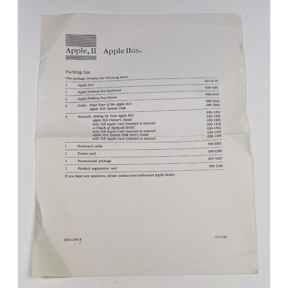 VTG 1986 Apple II Setting Up Your Apple IIGS Computer OWNER'S MANUAL & Paperwork - Picture 6 of 8